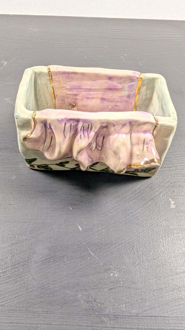 Heather Goldminc Blue Sky Amour Shoe Box Trinket Dish BASE ONLY Hand Signed 2000 - Picture 10 of 11